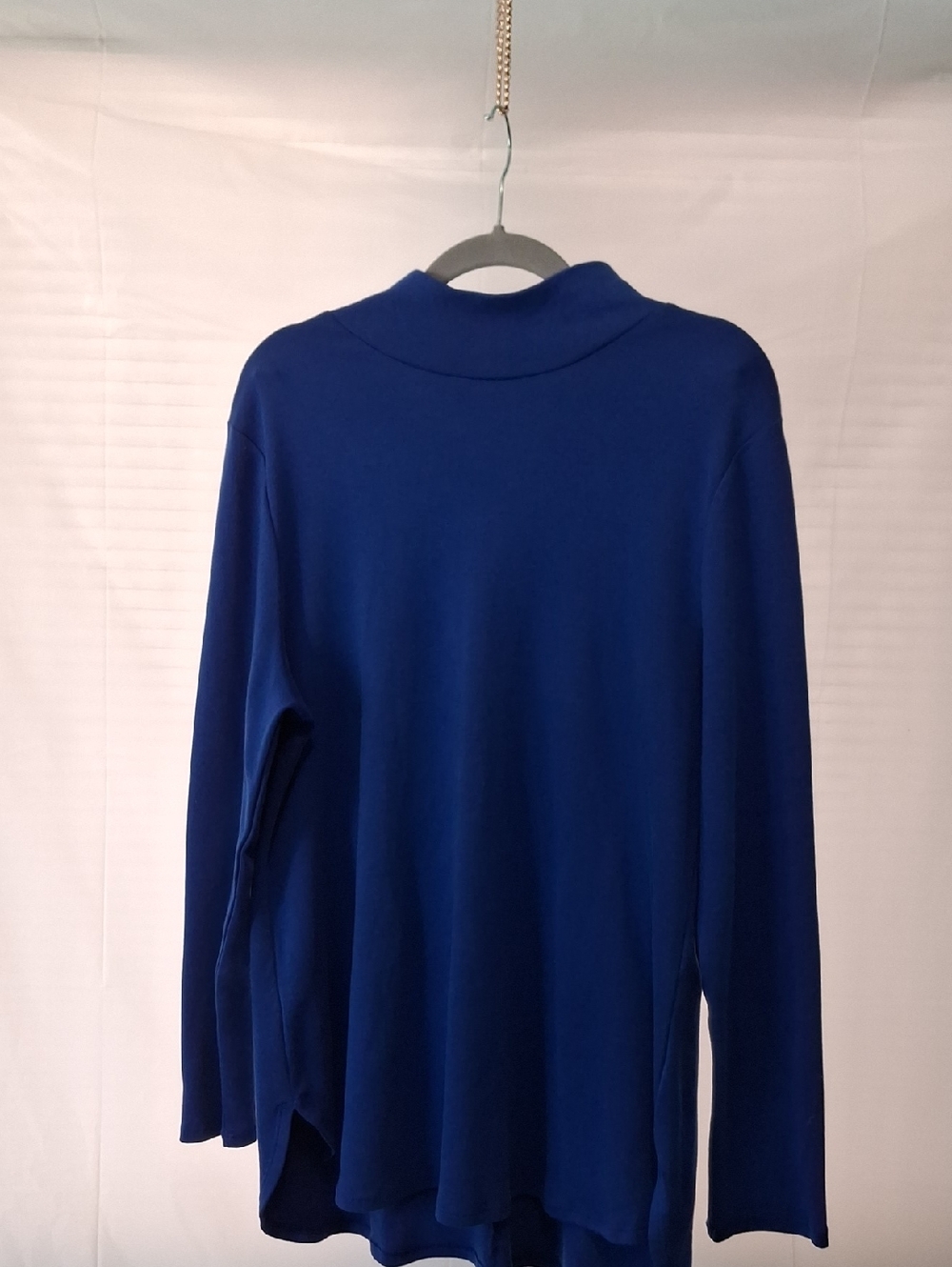 Chico's Mock Neck Zip Back Tunic Seafarinic Blue 100% Pima Cotton Nwt